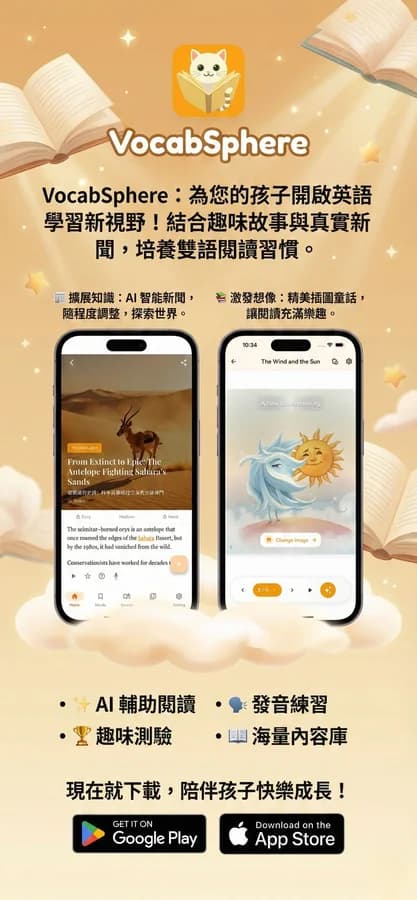 VocabSphere - Kids English learning features